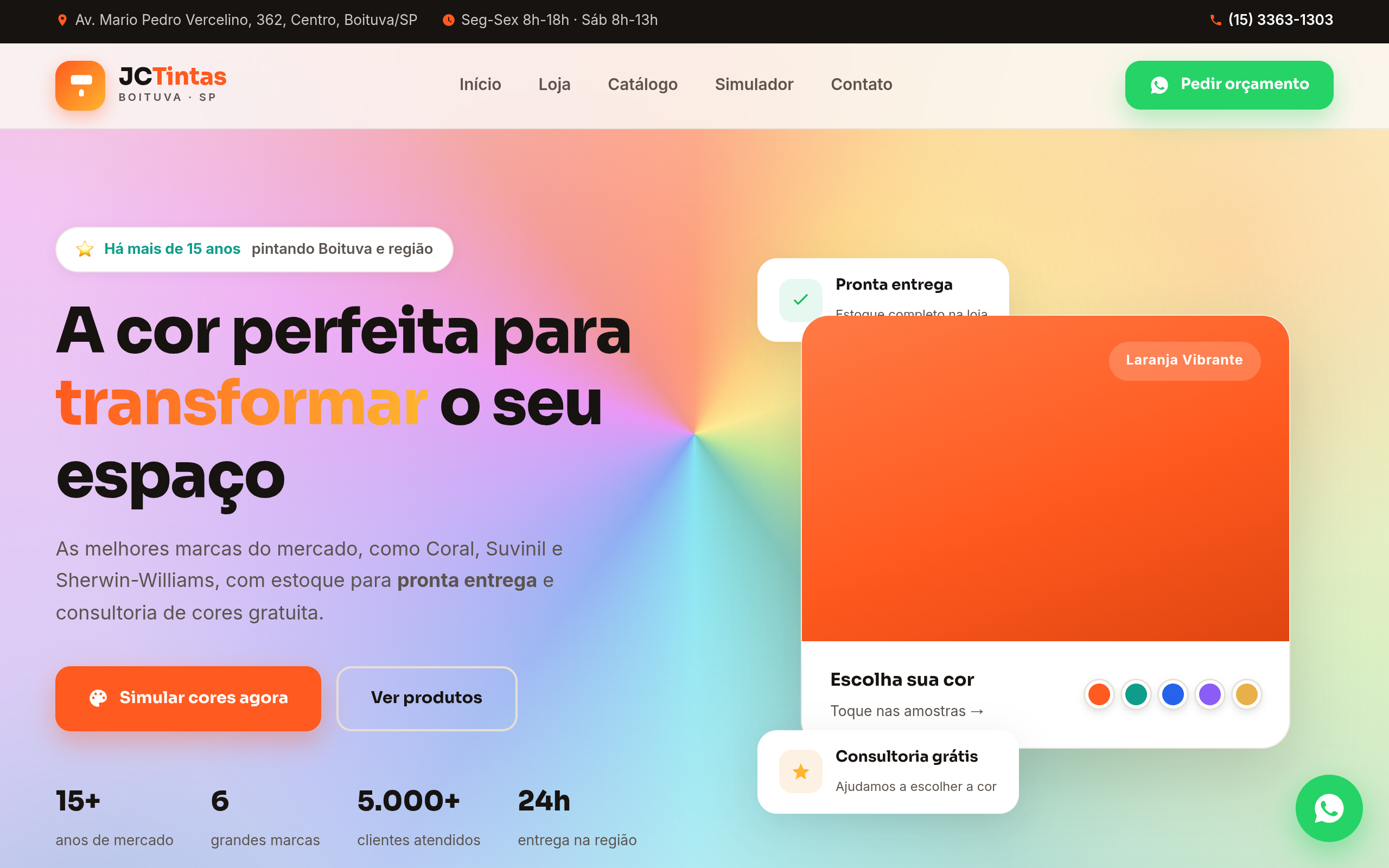 Print do site JC Tintas